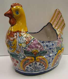 Mexican Pottery - Talavera Chicken Planter